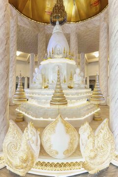 The exquisitely crafted central shrine (chedi inside), main pagoda, Wat Phra That Sorn Kaew Buddhist temple complex, Khao Kho Mountains, Phetchabun Province, Isan, Thailand