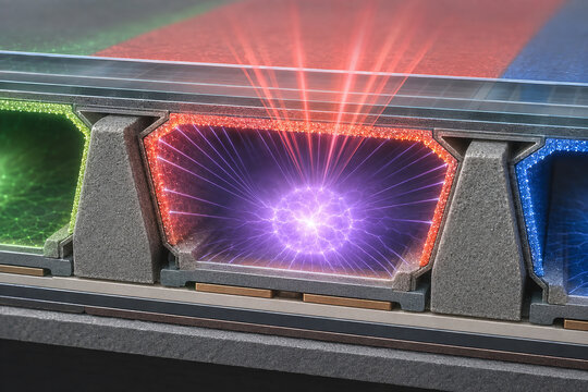 Plasma Display Cell Cutaway Emitting Visible Light