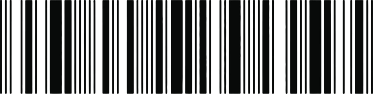 Barcode symbol vector illustration featuring fake barcode sample, retail product labeling, packaging mockup concept, minimal black and white design, scanning technology and editable vector artwork.