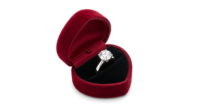 Valentine's day romantic diamond engagement ring in red heart box