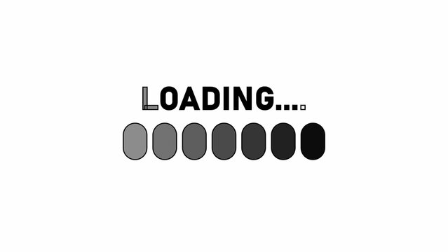 Loading bar with gray circles and text on white background progress waiting