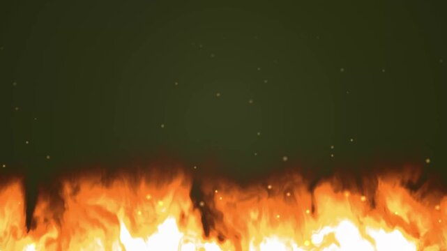 Stylized Fire Flames Burning with Sparks on Dark Background