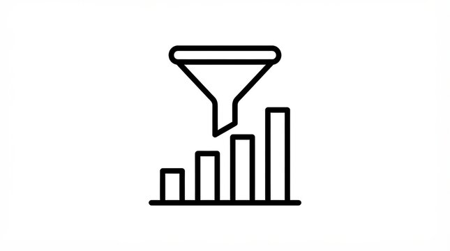 Data funnel icon representing business analysis and marketing filter