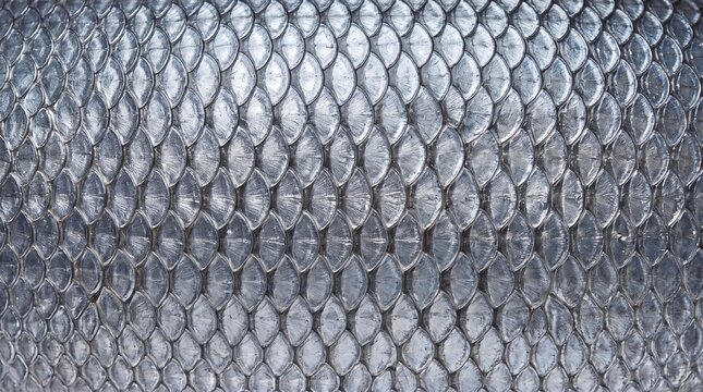 Metallic Silver Fish Scale Pattern Background