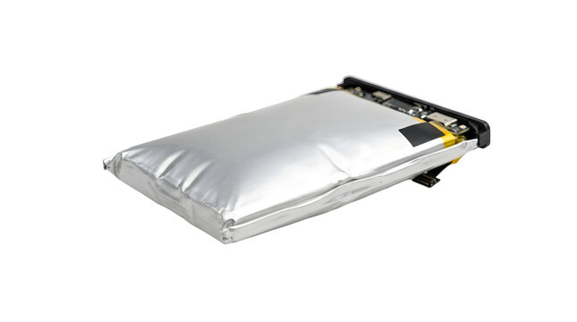 Modern lithium ion battery component on transparent background