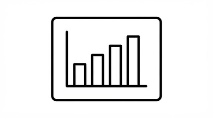 Obraz premium Black outline icon of a rising bar chart graph on a white background