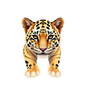 Macan Animasi Isolated On Solid Pure White Background Rim Edges