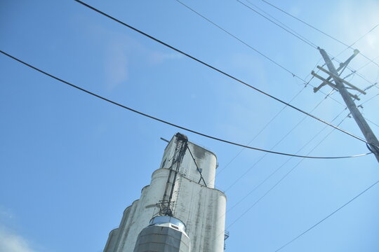 Power Lines by a Grain Elevator