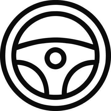 Car steering wheel line icon automobile control and driving vector symbol
