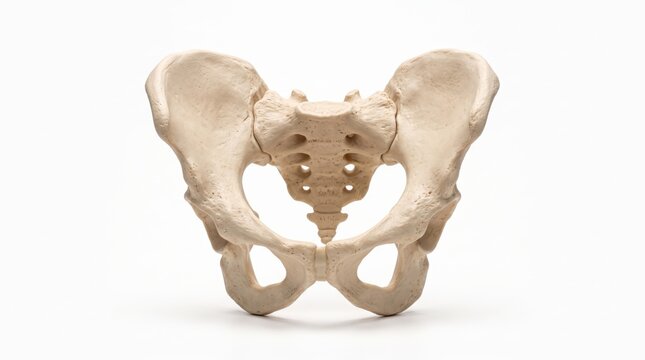 Human pelvic bone skeleton model showing anatomy of the hip and pelvis