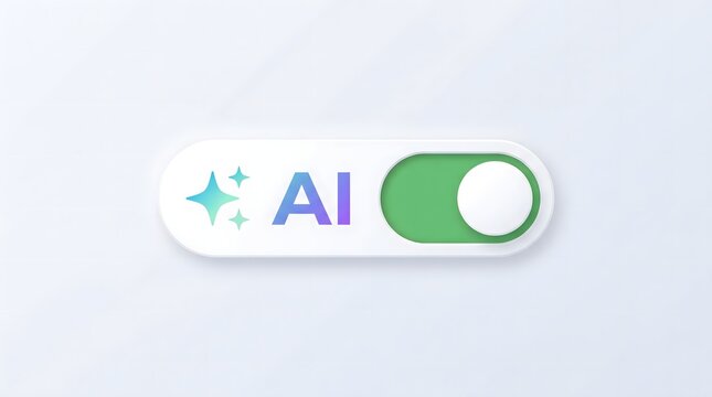 AI toggle switch button enabled on a digital interface for artificial intelligence activation.
