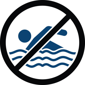No swimming or prohibited pool activity sign icon with no swimming pool rules no entry