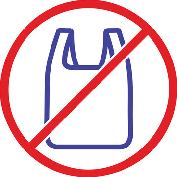 No plastic bag warning prohibition sign with no plastic environment protection pictogram