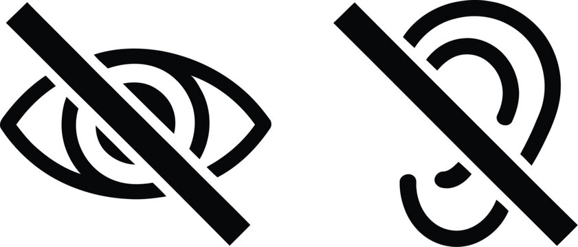 Disability and accessibility icon set featuring wheelchair user, mobility impairment, visual disability, hearing disability and mental health symbols, inclusive public signage, healthcare, websites, a