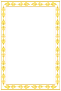 Elegant gold floral ornamental frame with decorative botanical motifs and a transparent center, suitable for wedding invitations, certificates, stationery and elegant designs.