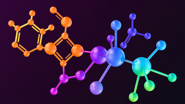 Essential Oil Terpene Molecular Structure Scientific Visualization, Educational Digital Art Concept