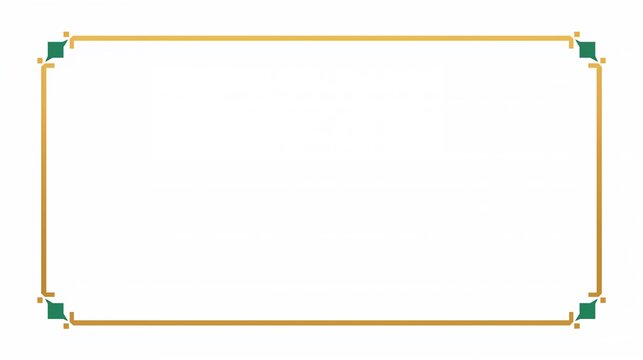 AI Generative. Elegant Gold Line Border Frame with Minimalist Corner Accents on White Background. 3