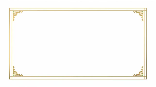 AI Generative. Elegant Gold Line Border Frame with Minimalist Corner Accents on White Background. 4