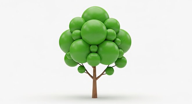 Abstract green tree composed of various spheres
