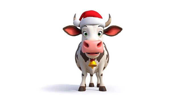Cute cartoon cow standing and dancing