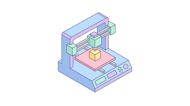 Isometric 3D Printer Vector Illustration