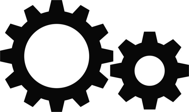 Gear icon set, mechanical cogwheel symbols for engineering machinery automation industrial technology and settings design