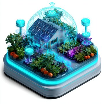 Futuristic Smart Garden With Sensors and Monitoring