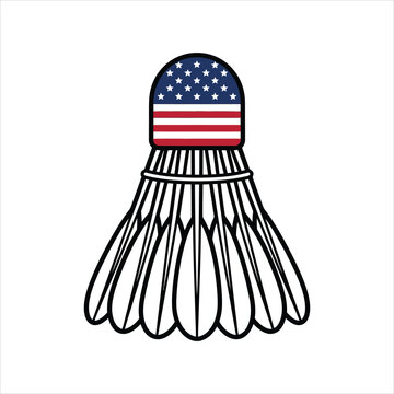 Badminton shuttlecock with an american flag patterned beanie cap flat vector design