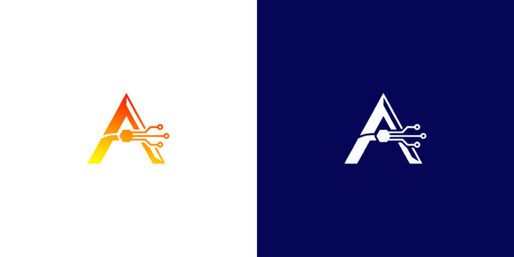 Minimalist Letter A Tech Logo Design Featuring Integrated Circuitry Elements for Modern Digital Branding Solutions and Software Development