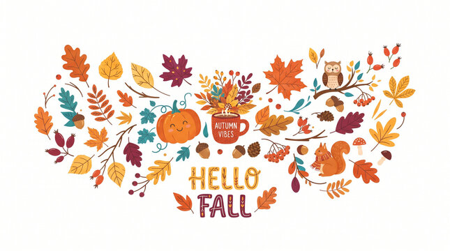 vector illustration fall leaves