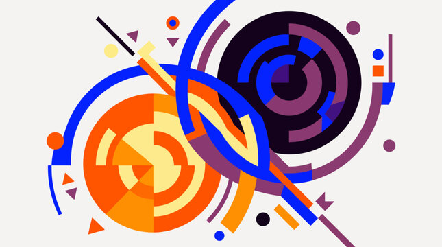 Abstract Geometric Equinox Balance Concept with Colorful Circles and Lines Background