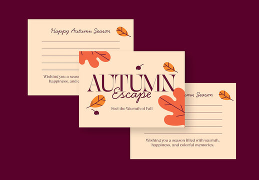 Cream Orange Flat Design Autumn Postcard