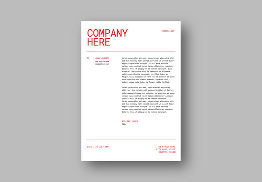 Red Minimalist Swiss Company Letterhead