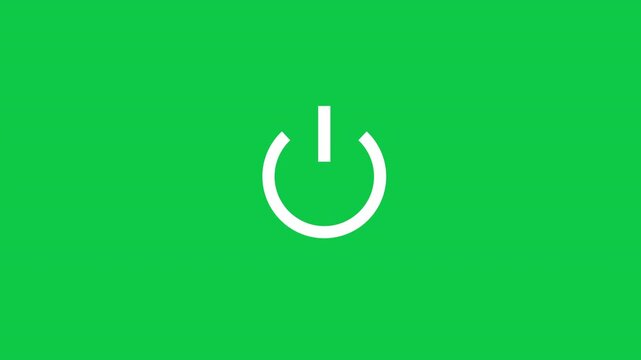 Power Button Turn On Off Switch Interface Icon Animation On Green Screen Background