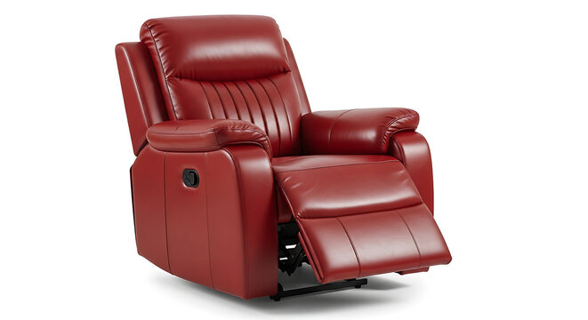 Red reclining armchair with footrest