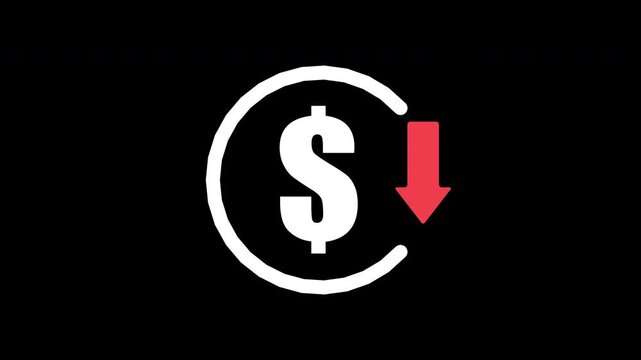 Price Drop Dollar Sign Cost Reduction Symbol On Black
