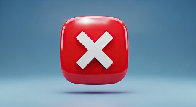 Red glossy 3D cancel icon button with white cross.