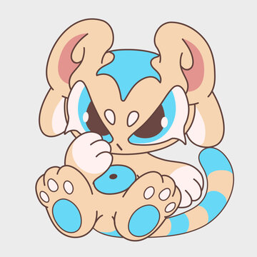 Cute cartoon cat sitting. Funny character. Cartoon character design.