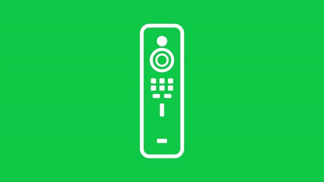 Smart TV Remote Controller Line Icon Animation On Green Screen