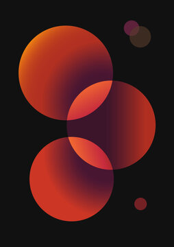 Gradient circles, minimalist design. Modern gradient poster on a dark background.