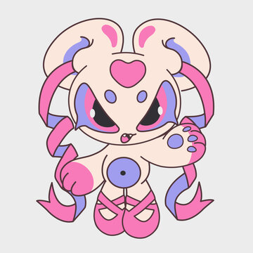 Cute cartoon girl animal ballerina. Funny character. Cartoon character design.