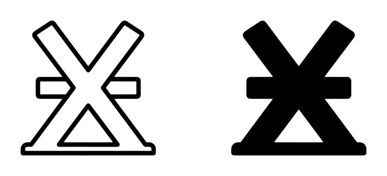 Two stylized X symbols, one outlined and one solid black, representing negation, cancellation, or a mark.