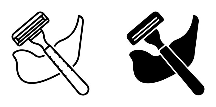Shaving Razor and Beard Icons, Grooming and Hygiene Symbols, Clean Shave and Facial Hair Care Graphics