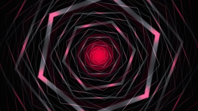 Recursive Hexagonal Portal with Crimson Infinite Depth, Nested Hexagon Tunnel Creating a Futuristic Motion Illusion, Glowing Red Hex Portal Folding Through Endless Space