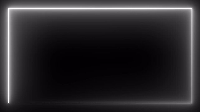 Single Neon Line Frame Animation, Glowing Rectangular Border Drawing Loop, Minimal Futuristic Light Outline Overlay, Transparent Alpha Background, 4K