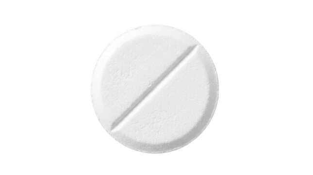 White round pharmaceutical pill with score line for dosage management and medical treatment.