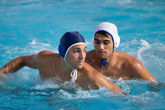 Water Polo Players Battling for Position