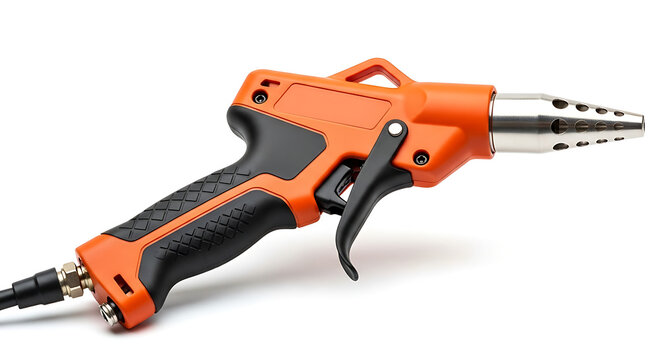 Orange air impact wrench in use