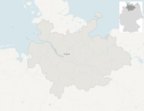Hamburg Metropolitan Region, Germany &ndash; vector map with NUTS 3 boundaries, hydrography and geographic context (LAEA projection, PPT-compatible & fully editable)