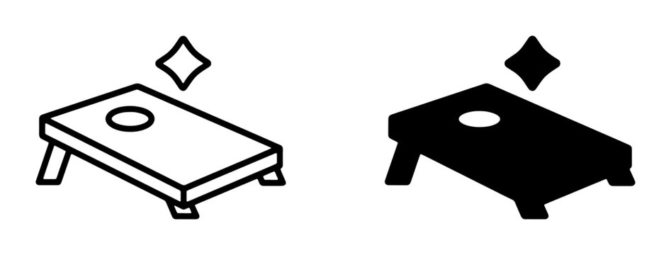 Cornhole Board Icons, Outdoor Game Equipment, Backyard Fun, Lawn Game Vector Set